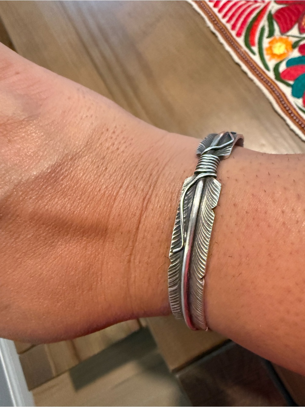 Feather cuff sterling silver